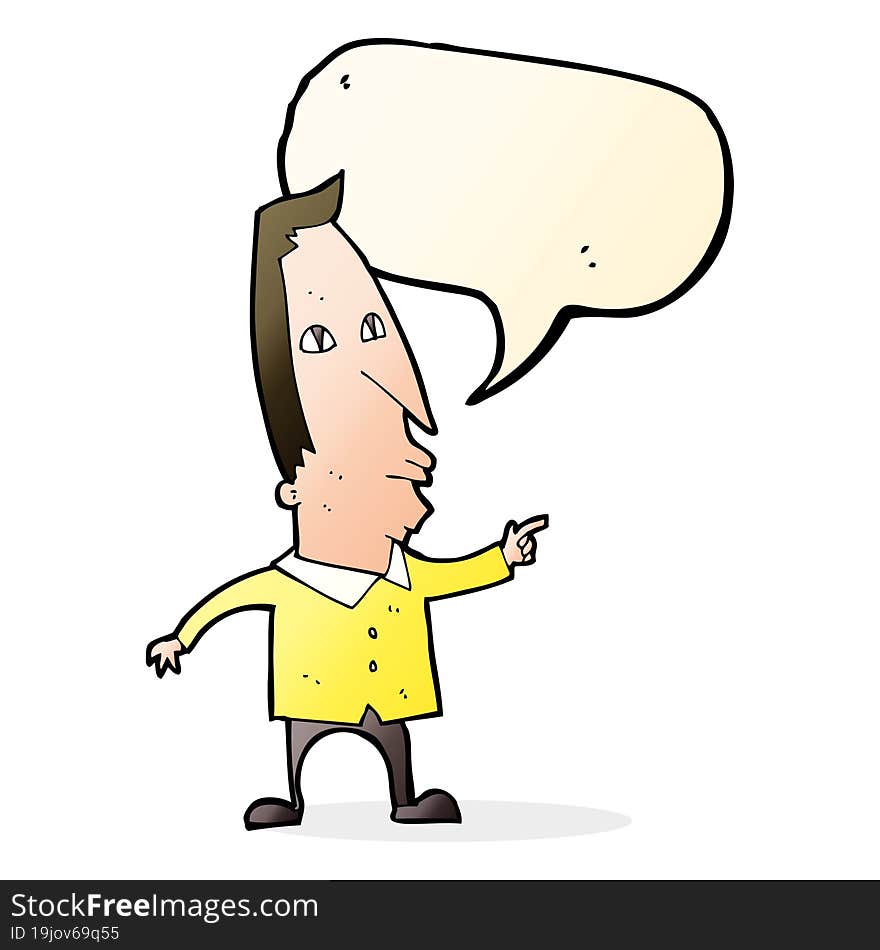 Cartoon Pointing Man With Speech Bubble