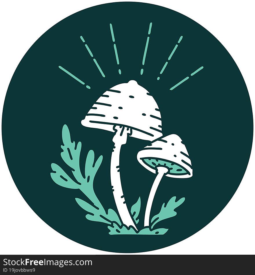 icon of tattoo style mushrooms