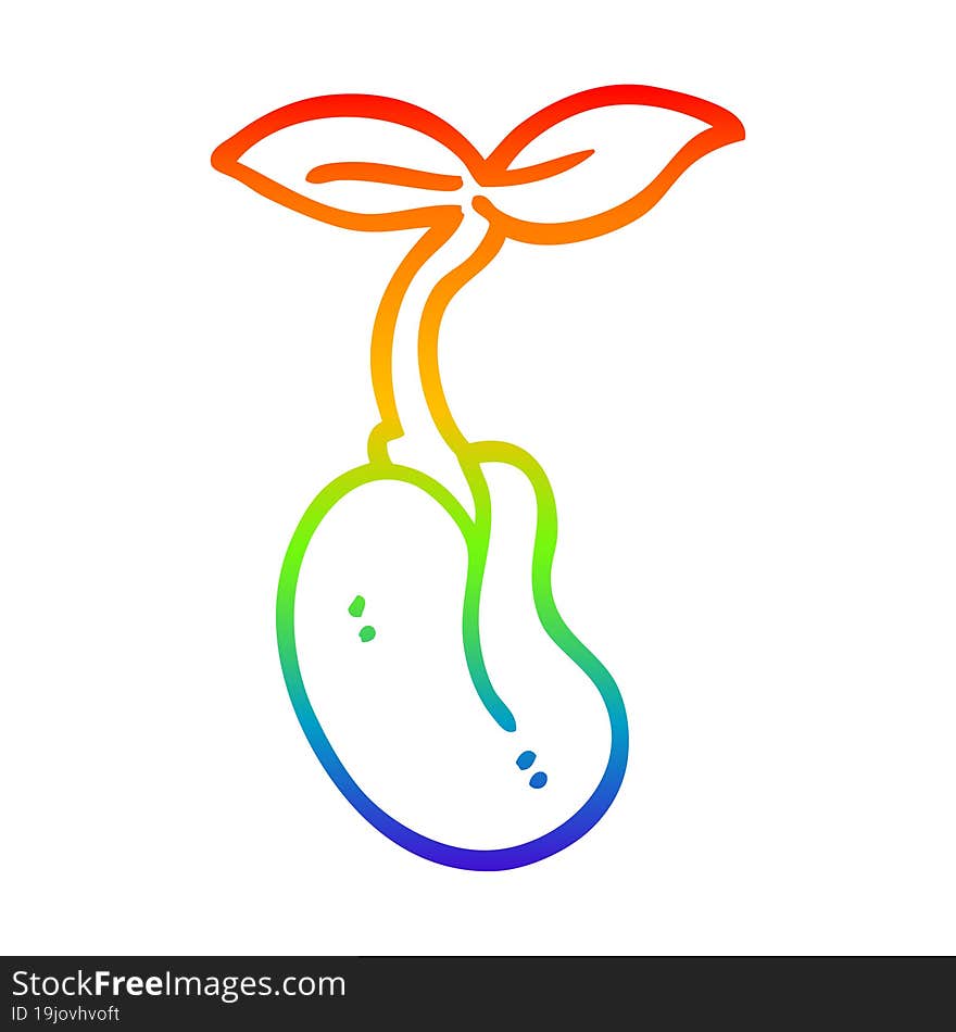 Rainbow Gradient Line Drawing Cartoon Seedling