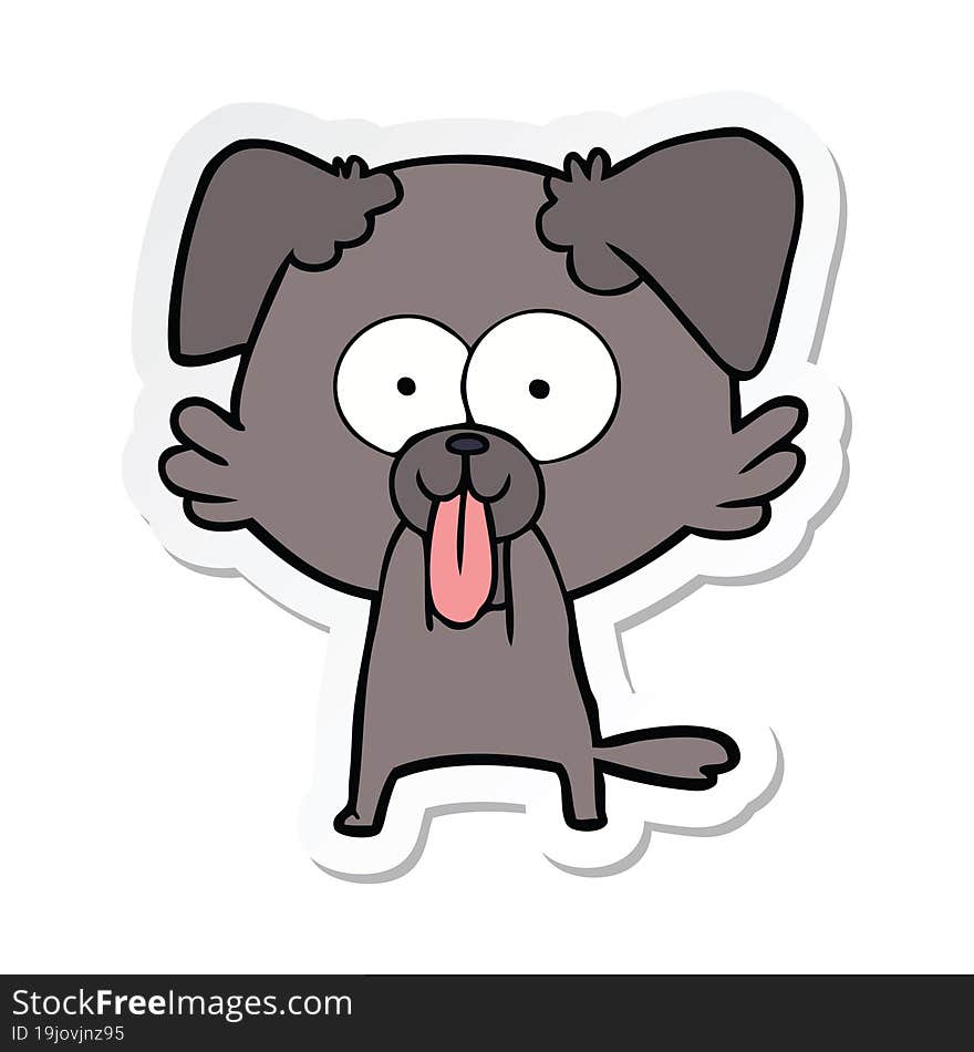 sticker of a cartoon dog with tongue sticking out