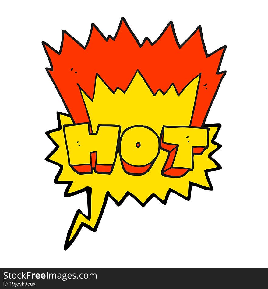 speech bubble cartoon word hot