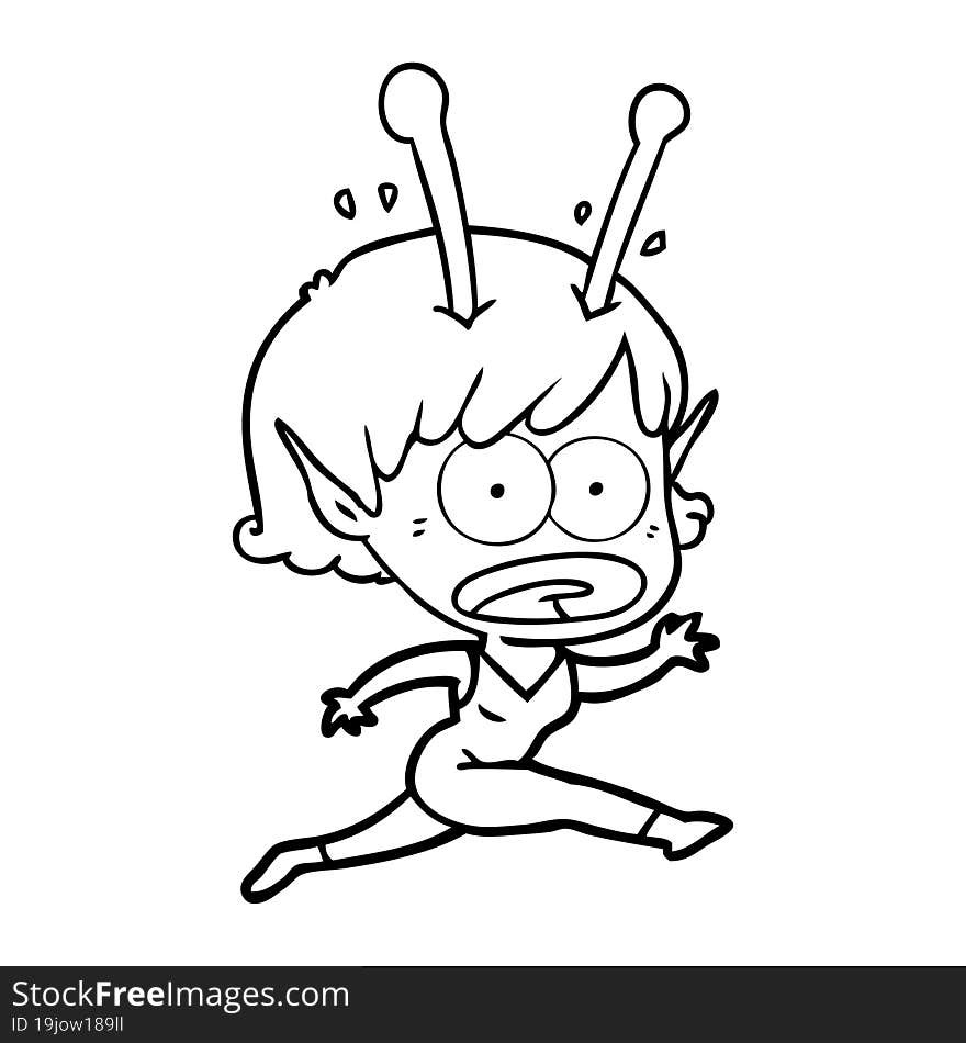 cartoon shocked alien girl. cartoon shocked alien girl