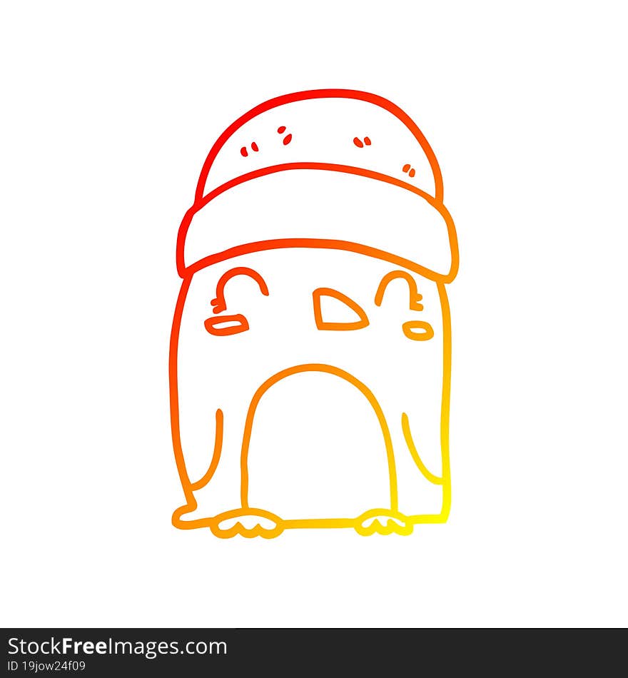 warm gradient line drawing cute cartoon penguin