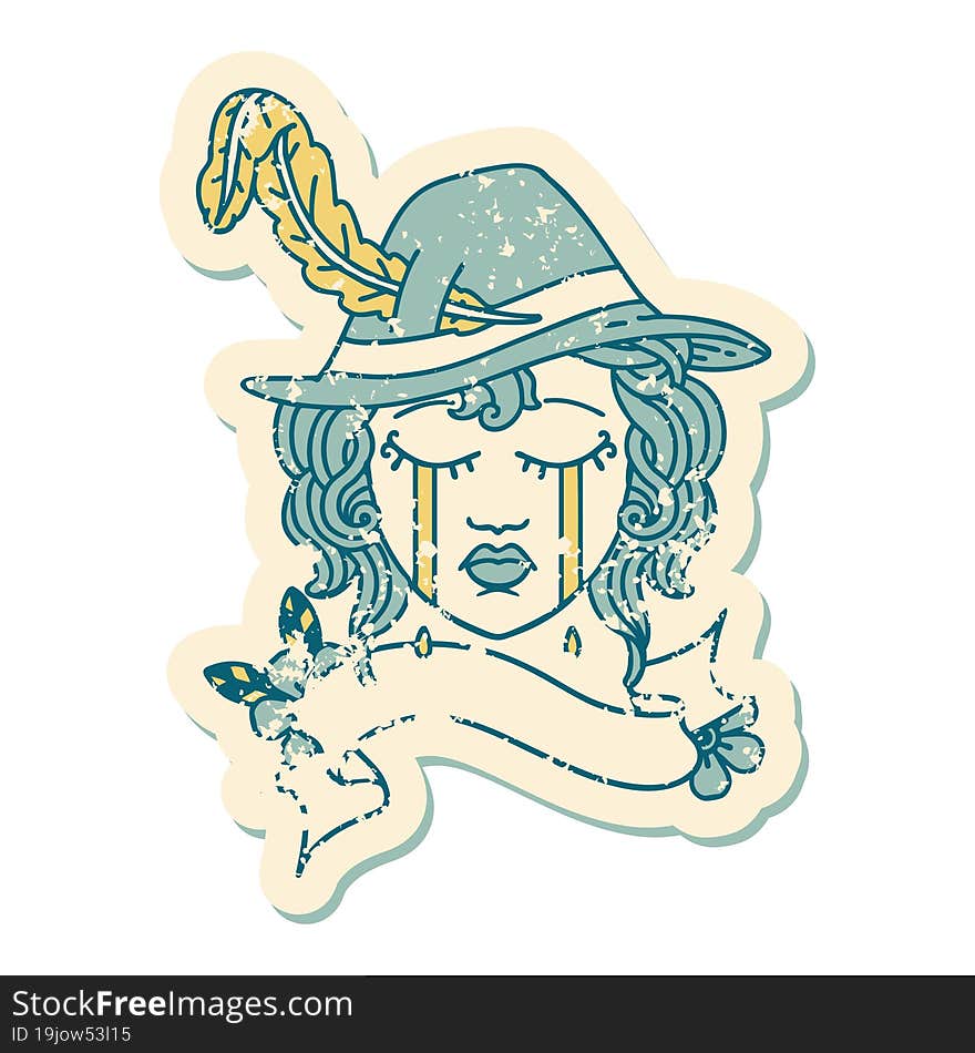 Retro Tattoo Style human bard character face. Retro Tattoo Style human bard character face