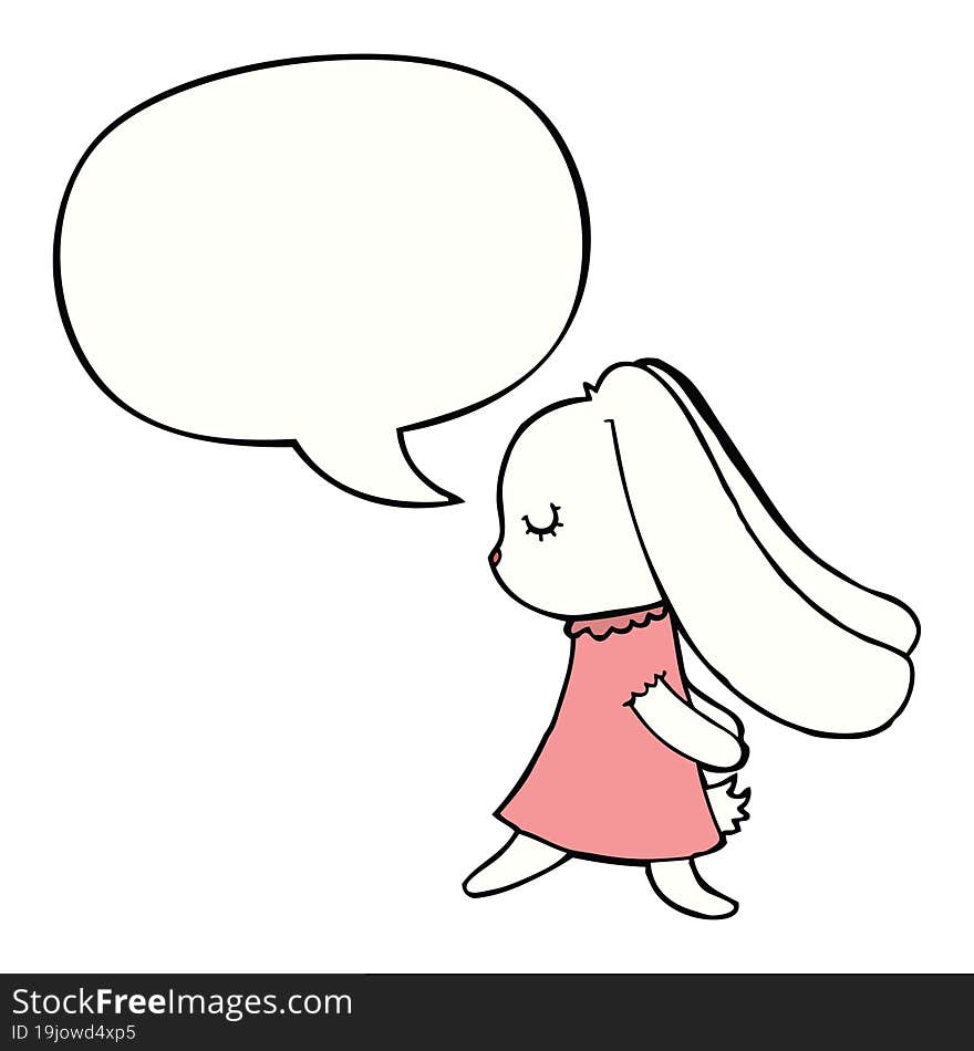 Cute Cartoon Rabbit And Speech Bubble