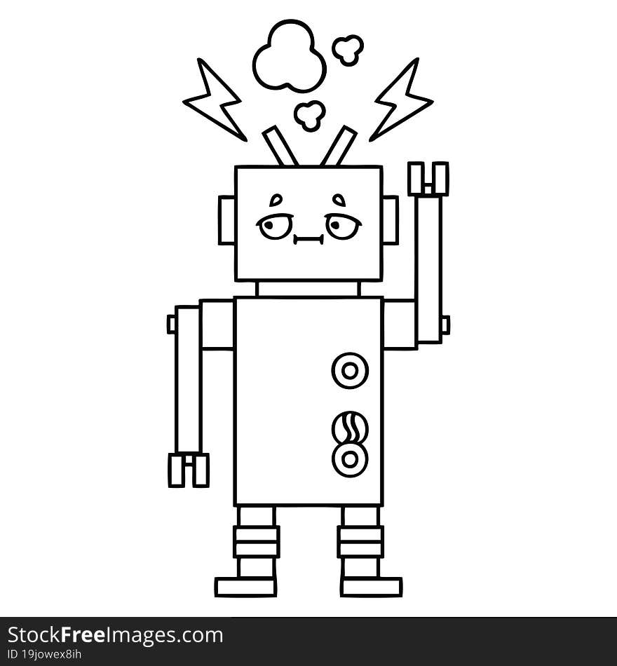 line drawing cartoon of a robot. line drawing cartoon of a robot