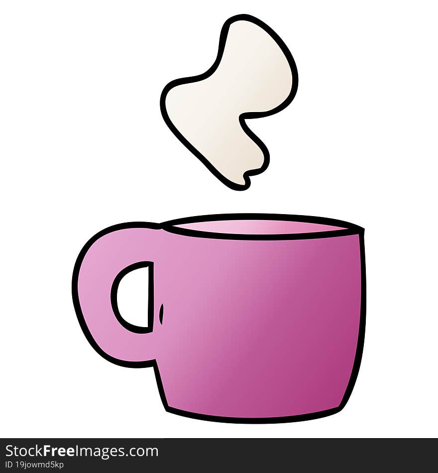 gradient cartoon doodle of a steaming hot drink