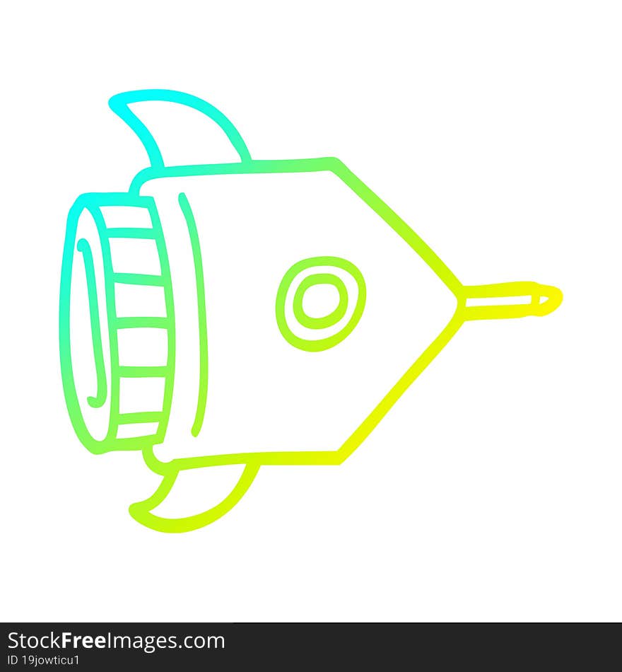 cold gradient line drawing cartoon spaceship