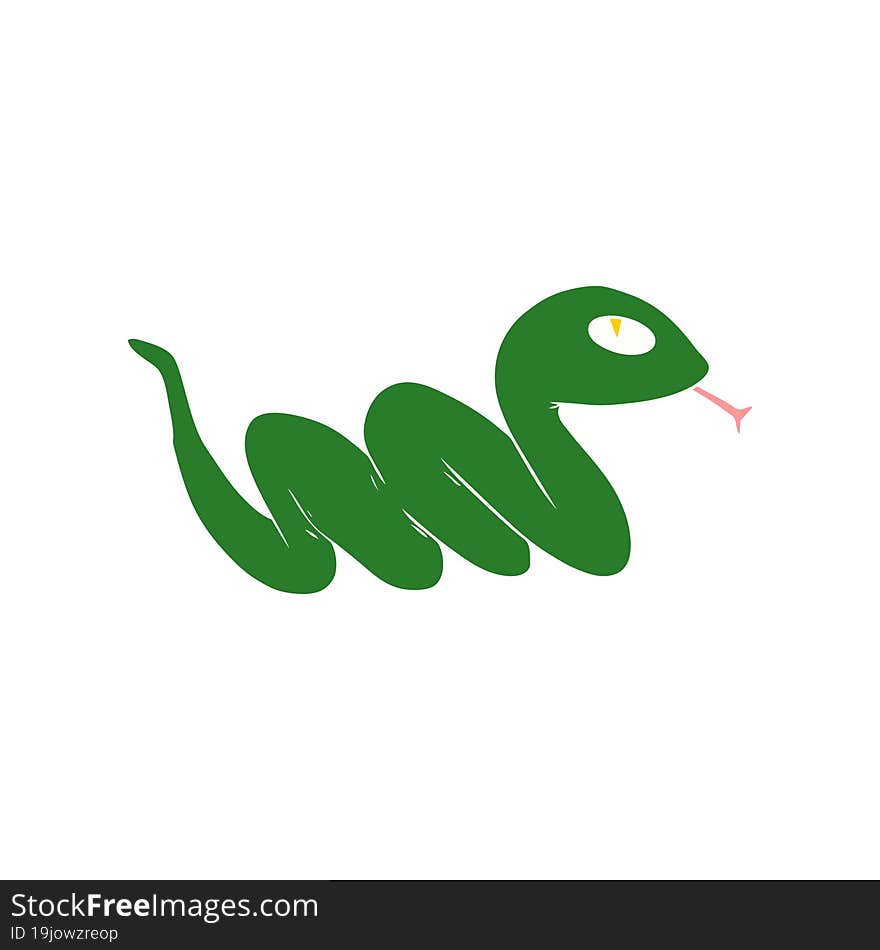 Flat Color Style Cartoon Slithering Snake