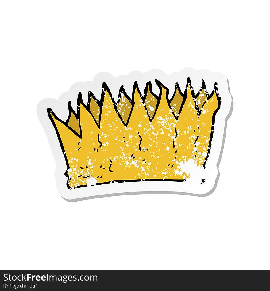 Retro Distressed Sticker Of A Cartoon Crown