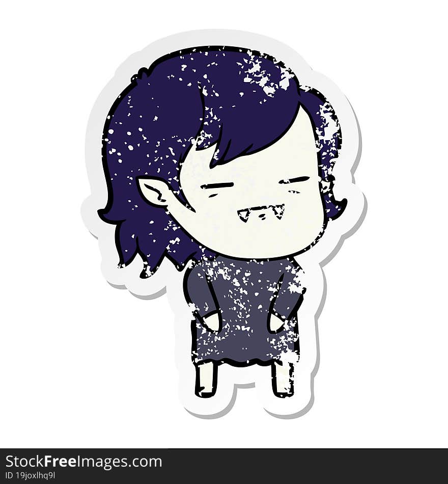 distressed sticker of a cartoon undead vampire girl