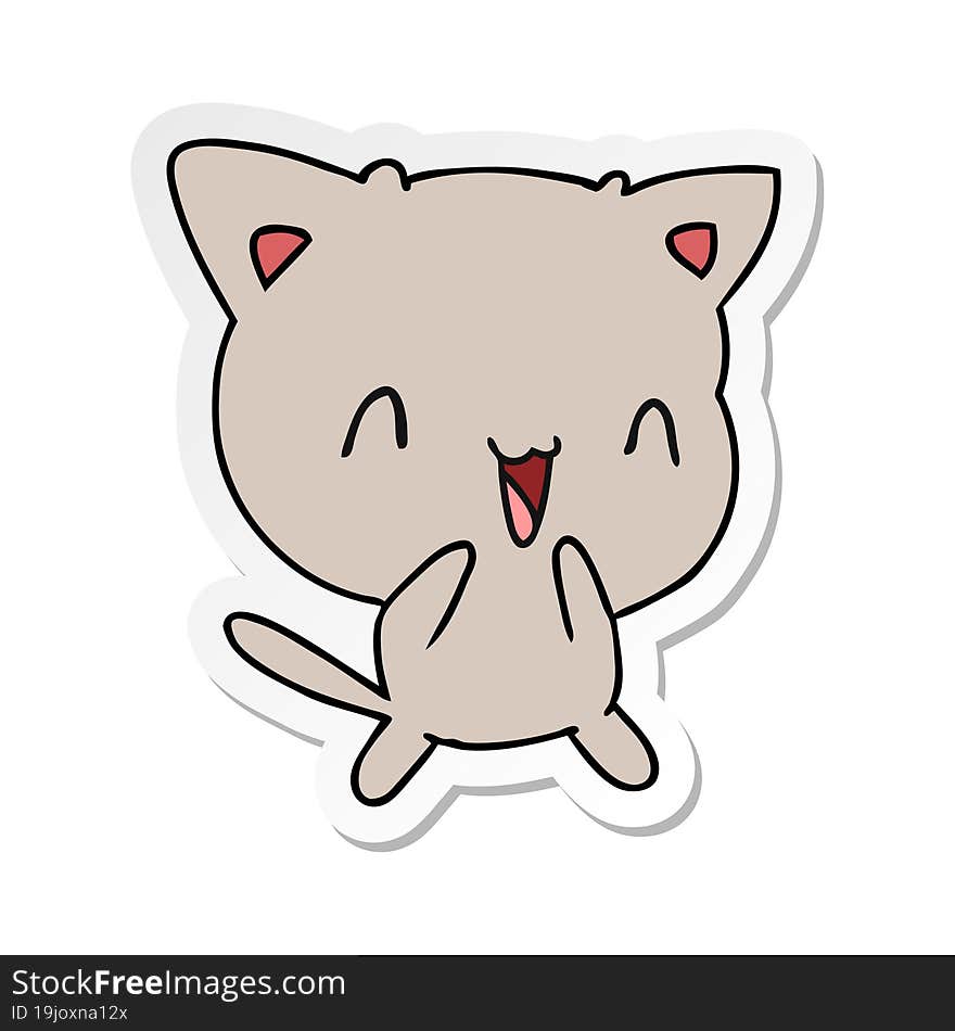 freehand drawn sticker cartoon of cute kawaii cat