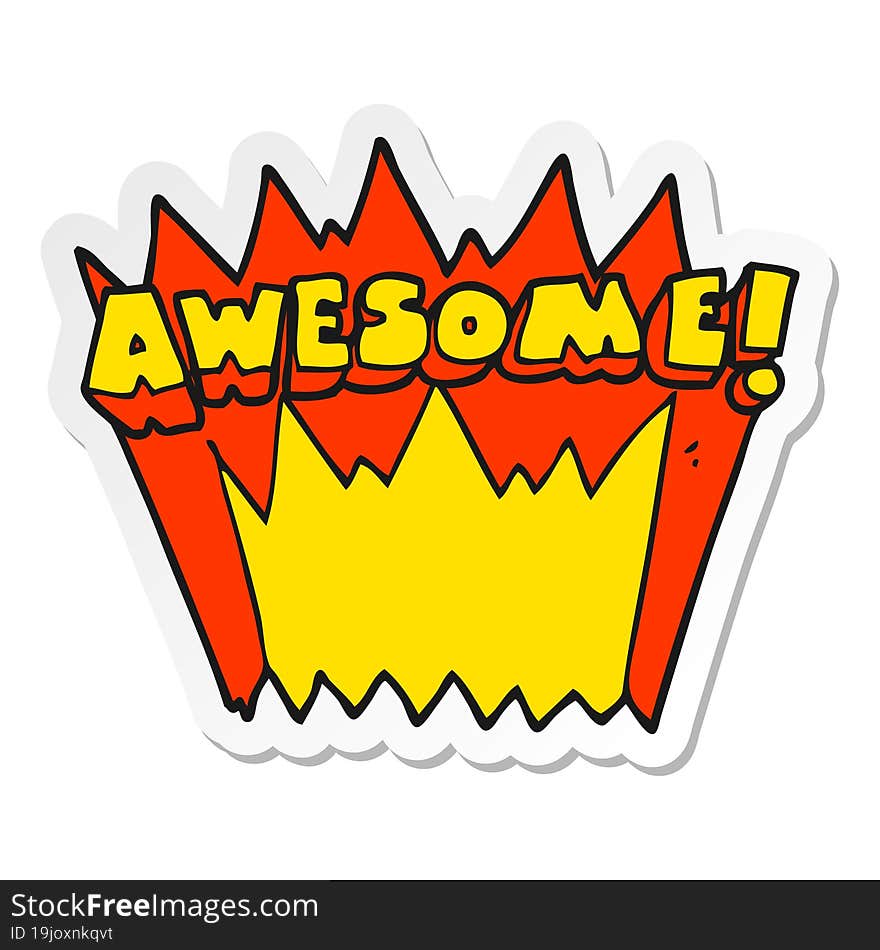 sticker of a cartoon awesome word