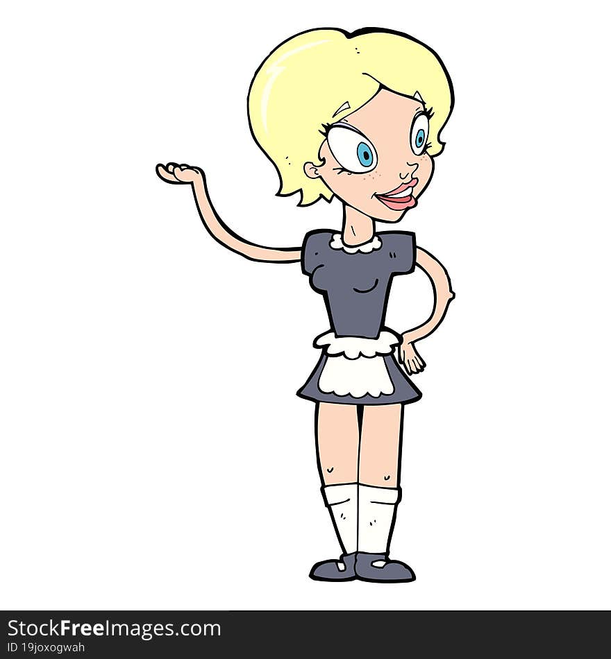 cartoon woman in maid costume