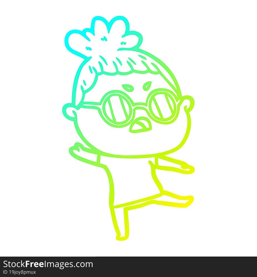 cold gradient line drawing cartoon annoyed woman