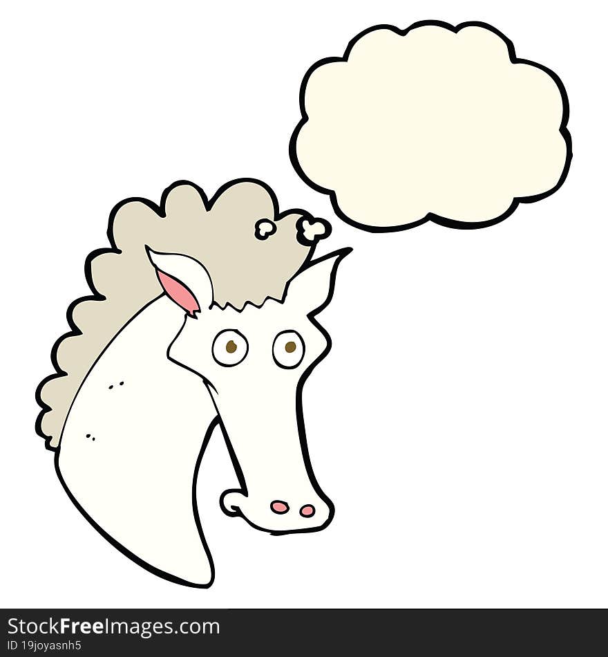 cartoon horse head with thought bubble