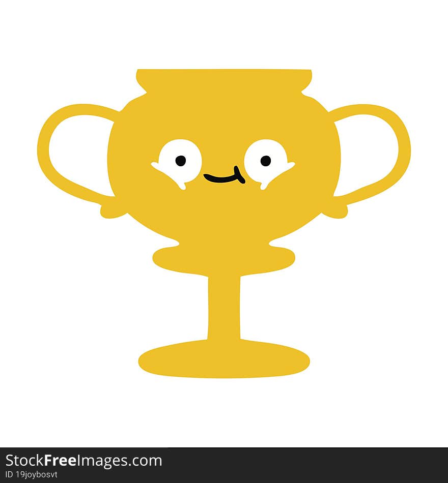 flat color retro cartoon trophy