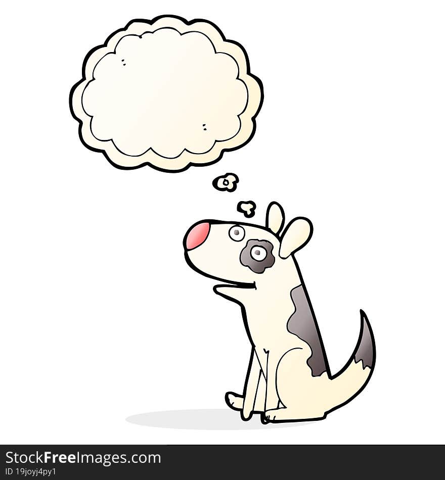 cartoon happy dog with thought bubble