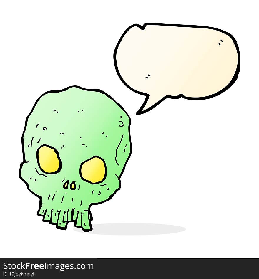 cartoon spooky skull with speech bubble