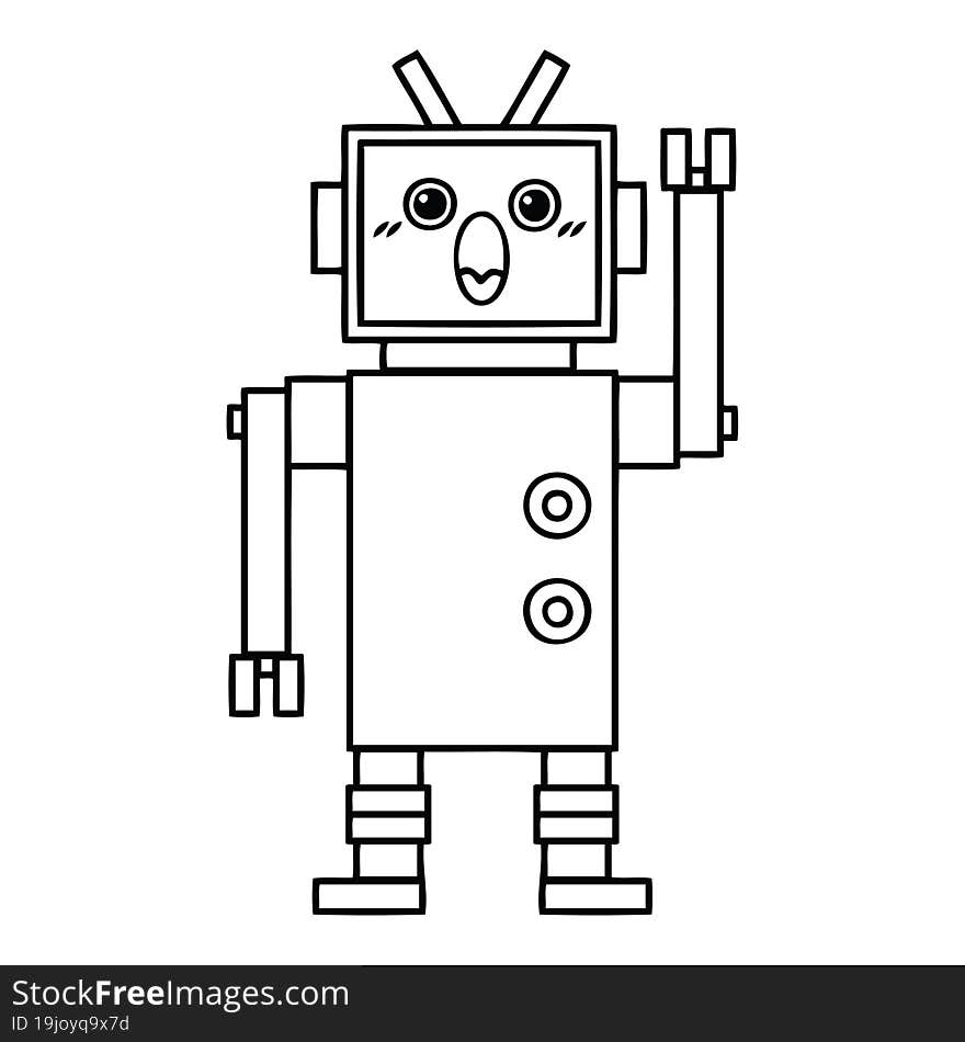 Line Drawing Cartoon Robot