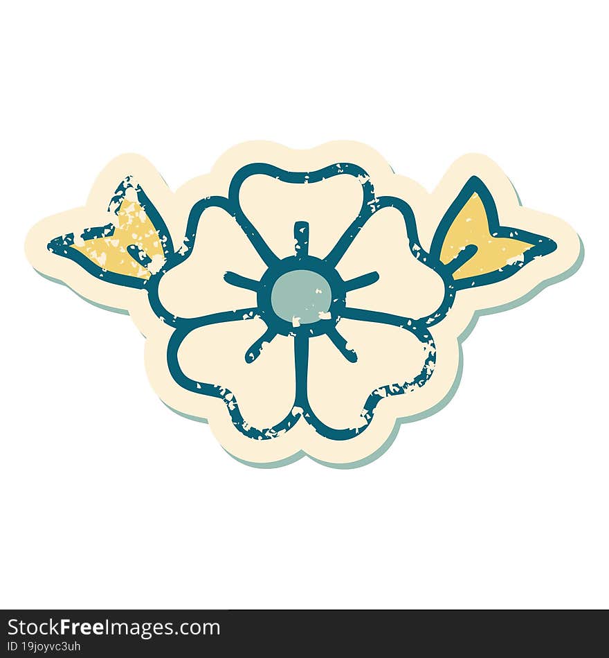 iconic distressed sticker tattoo style image of a flower. iconic distressed sticker tattoo style image of a flower