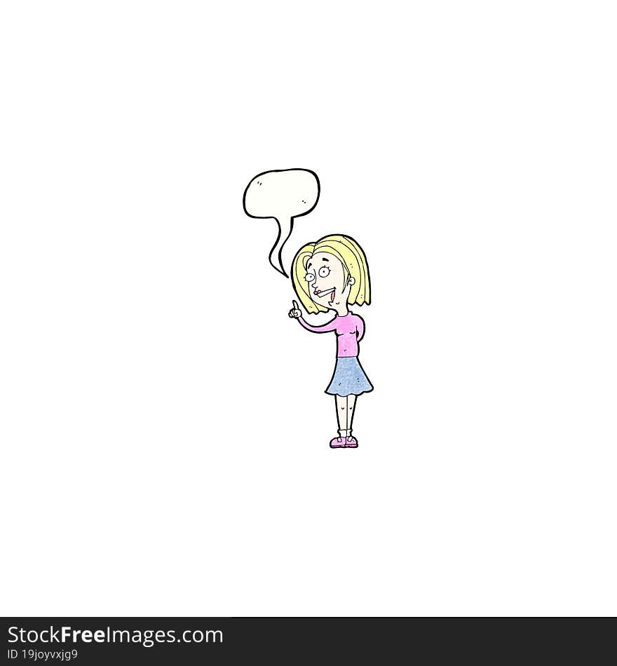 Cartoon Blond Woman Answering Question