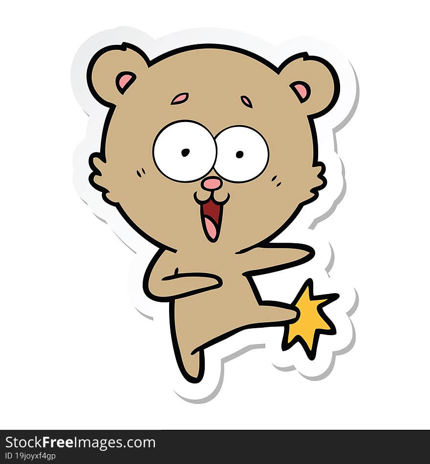 Sticker Of A Laughing Teddy  Bear Cartoon