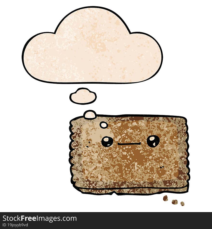 cartoon biscuit and thought bubble in grunge texture pattern style