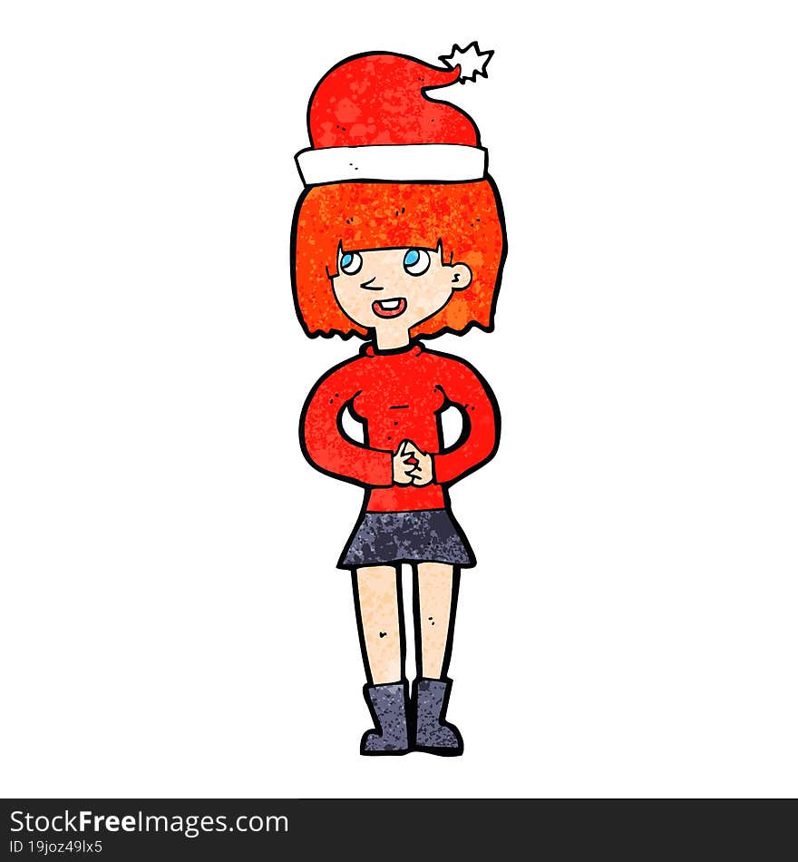 cartoon woman ready for christmas