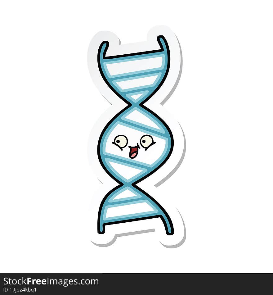 sticker of a cute cartoon DNA strand