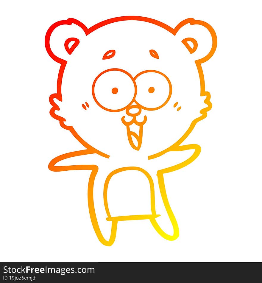 warm gradient line drawing of a laughing teddy  bear cartoon