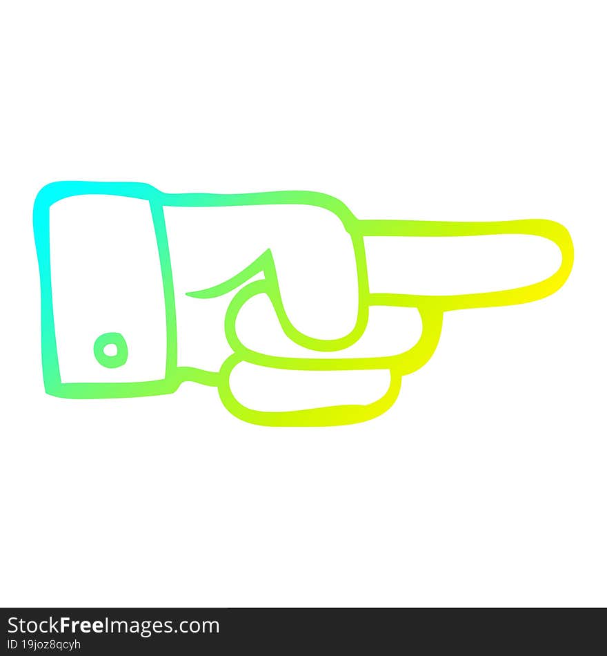 cold gradient line drawing of a cartoon pointing hand