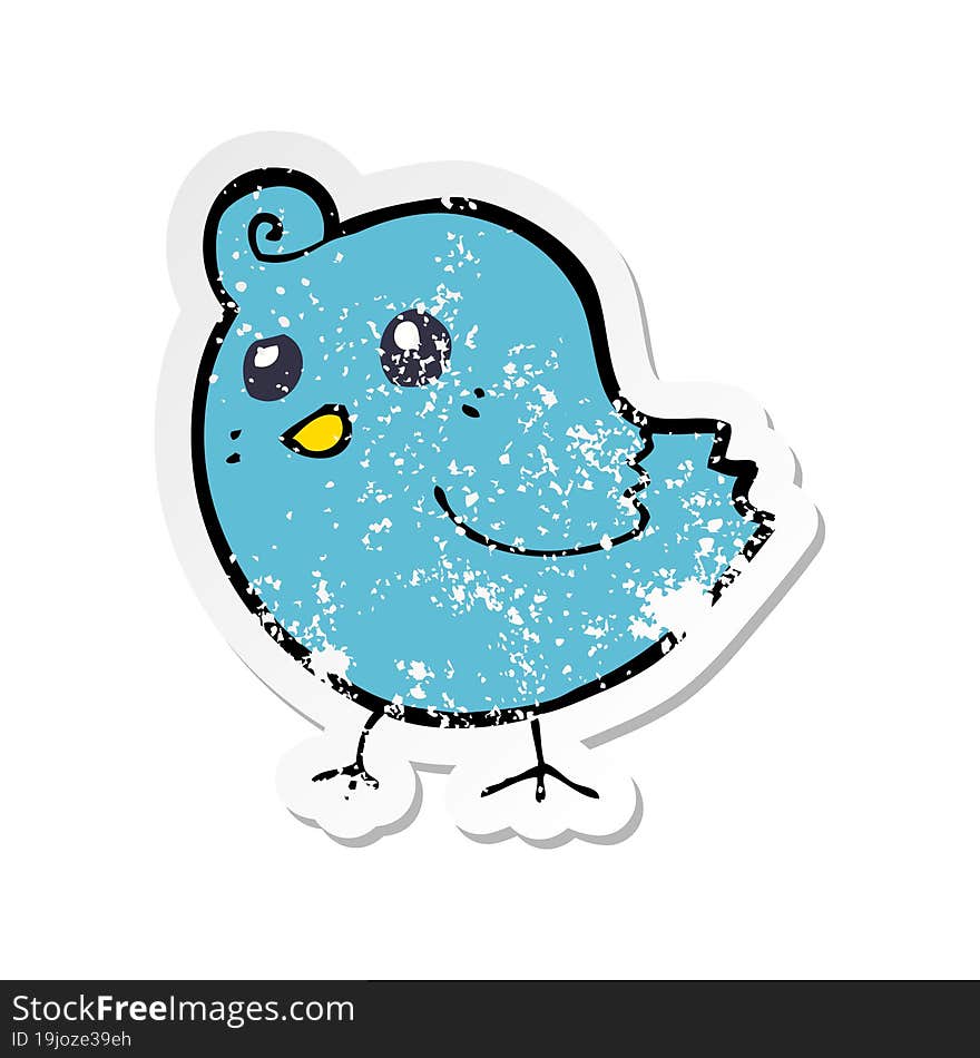 Retro Distressed Sticker Of A Cartoon Bird