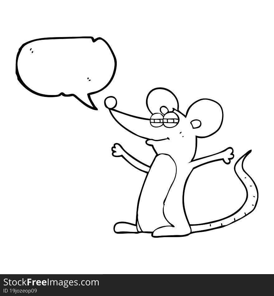 freehand drawn speech bubble cartoon mouse