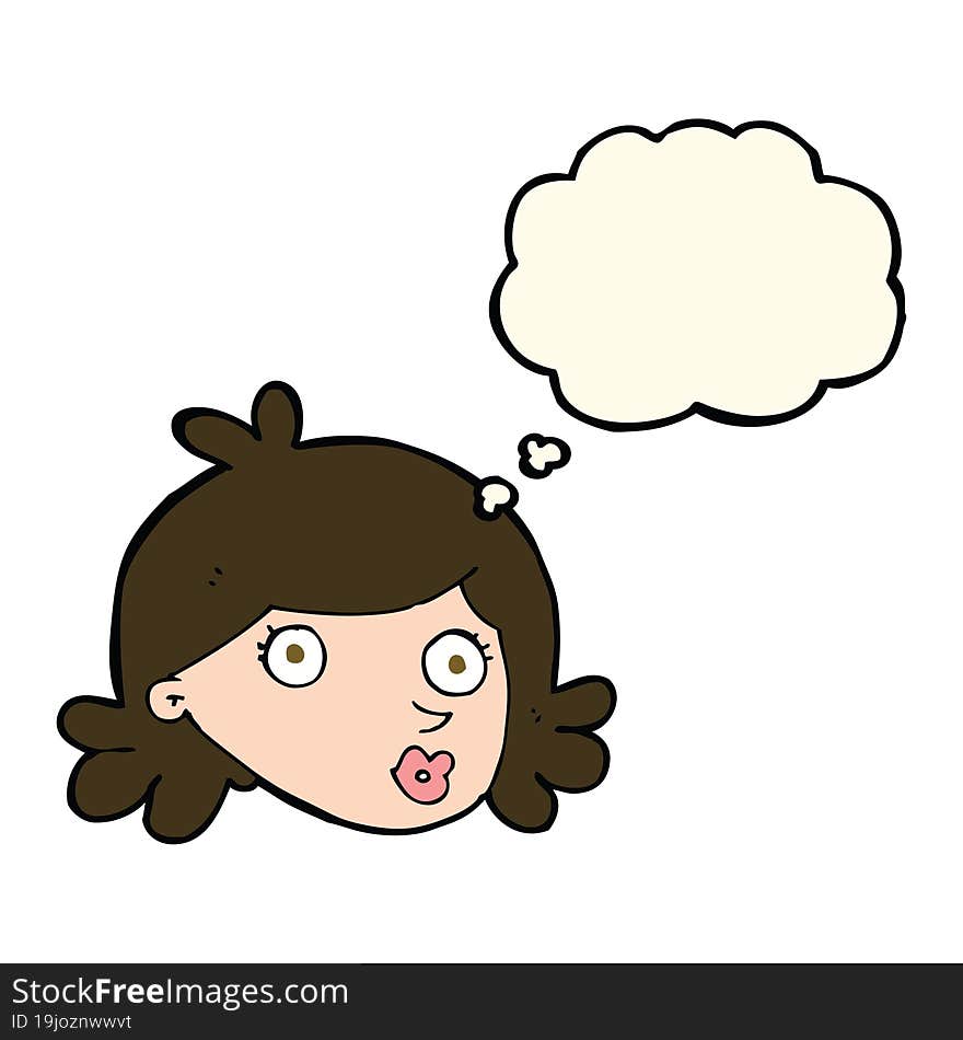 cartoon pretty face with thought bubble