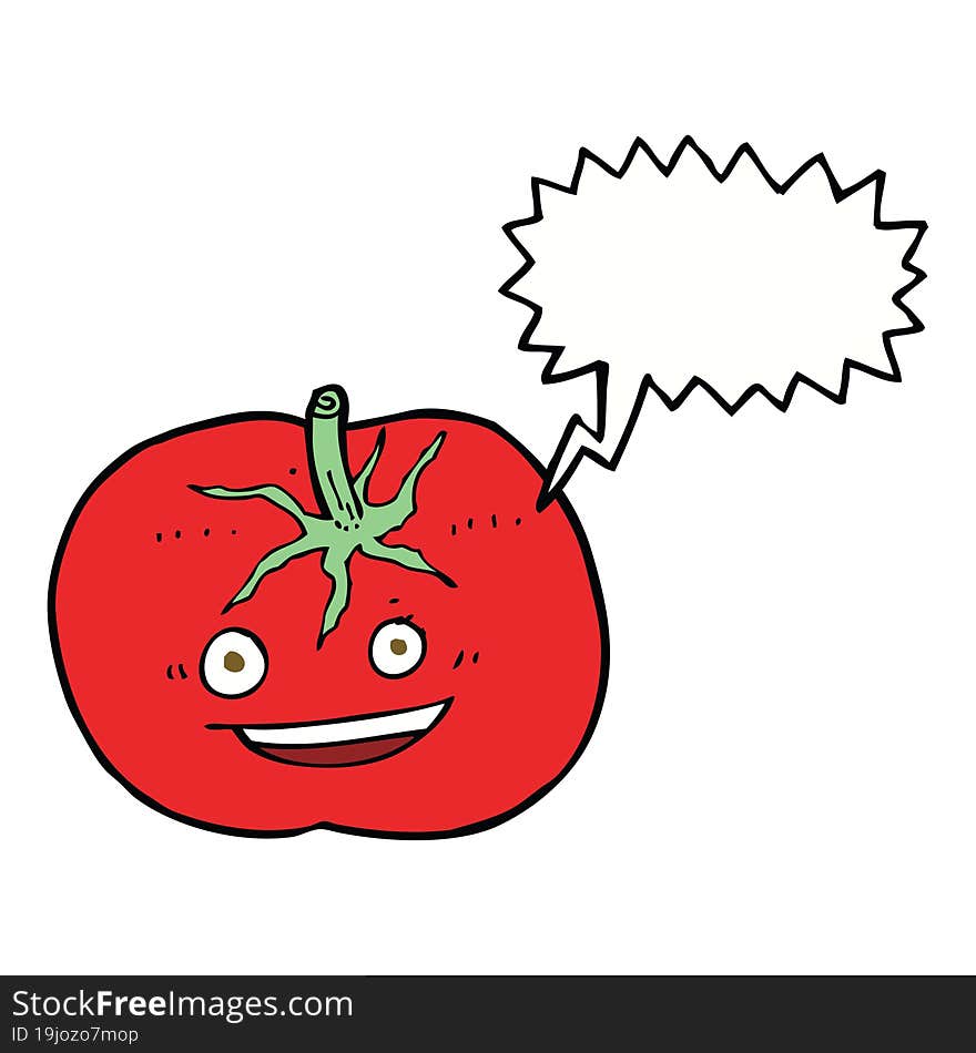 Cartoon Tomato With Speech Bubble