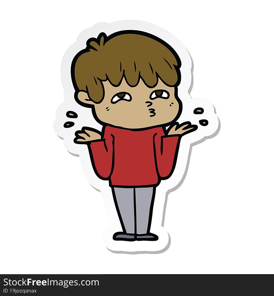 sticker of a cartoon man confused