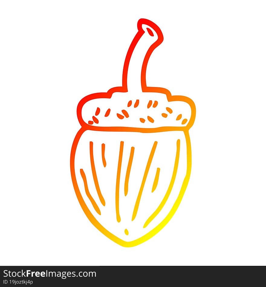 warm gradient line drawing of a cartoon acorn