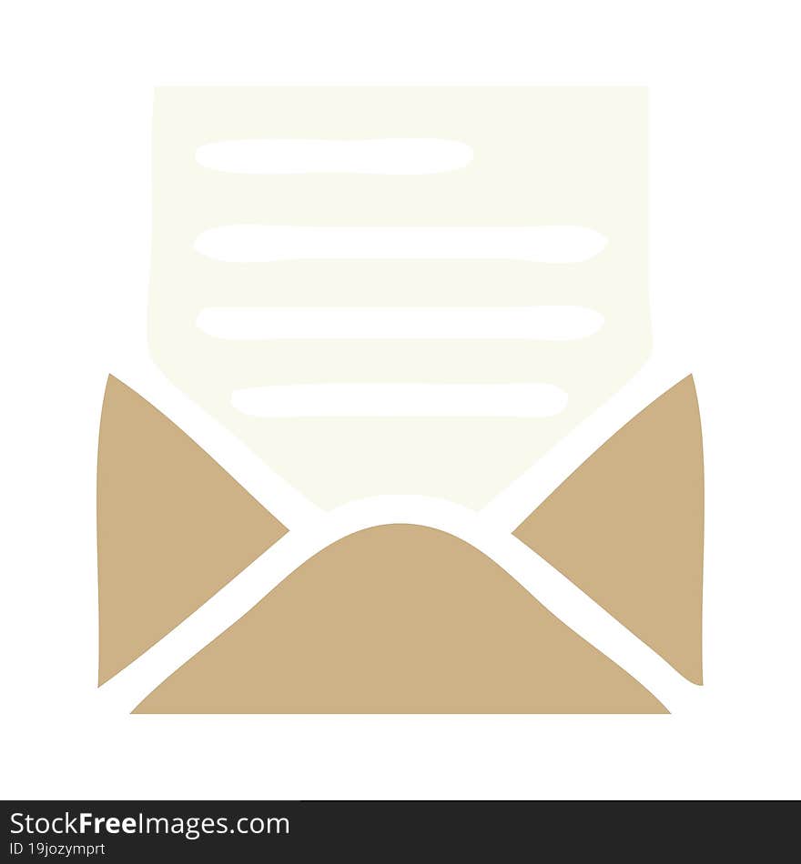 flat color retro cartoon of a letter and envelope