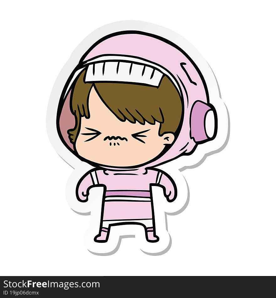 sticker of a angry cartoon space girl