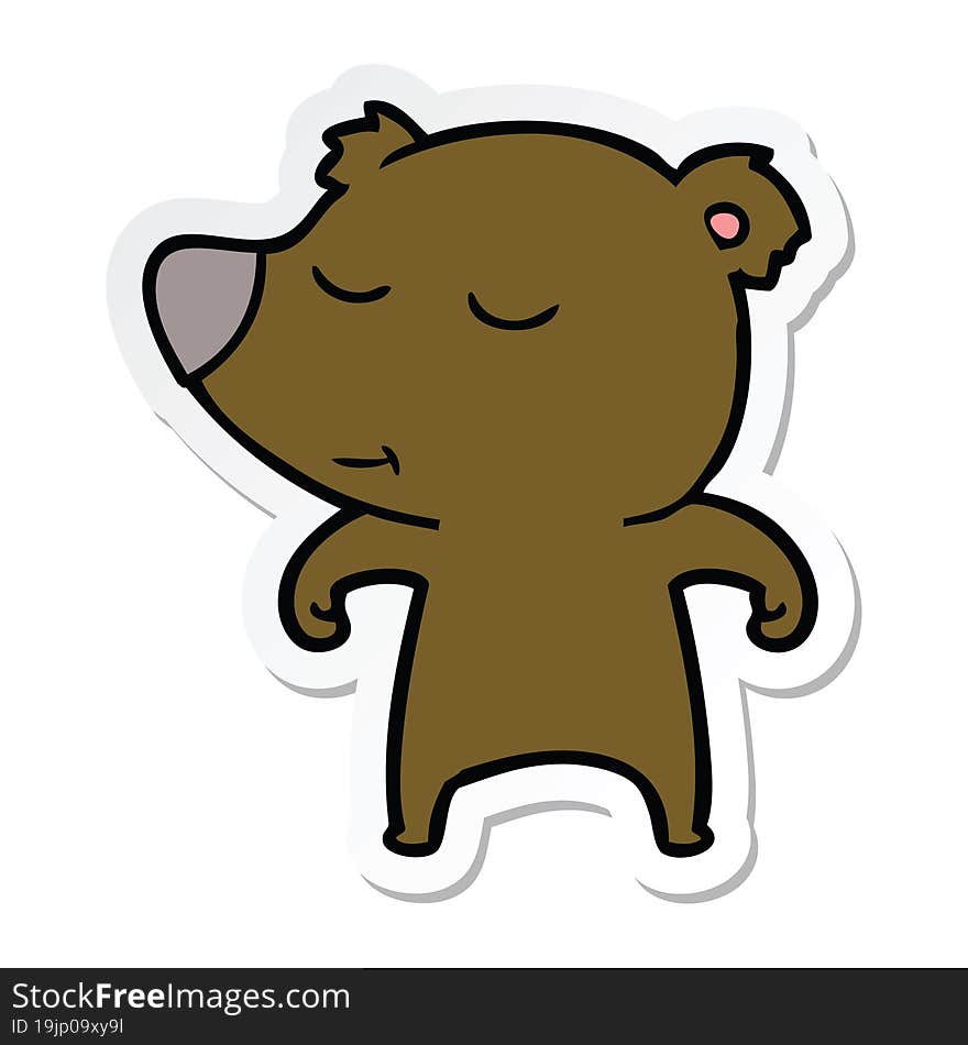 sticker of a happy cartoon bear