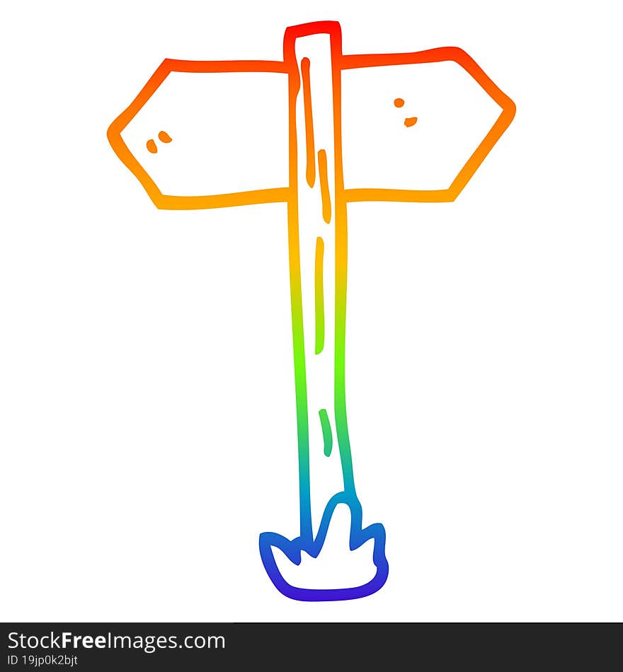 rainbow gradient line drawing cartoon sign posts