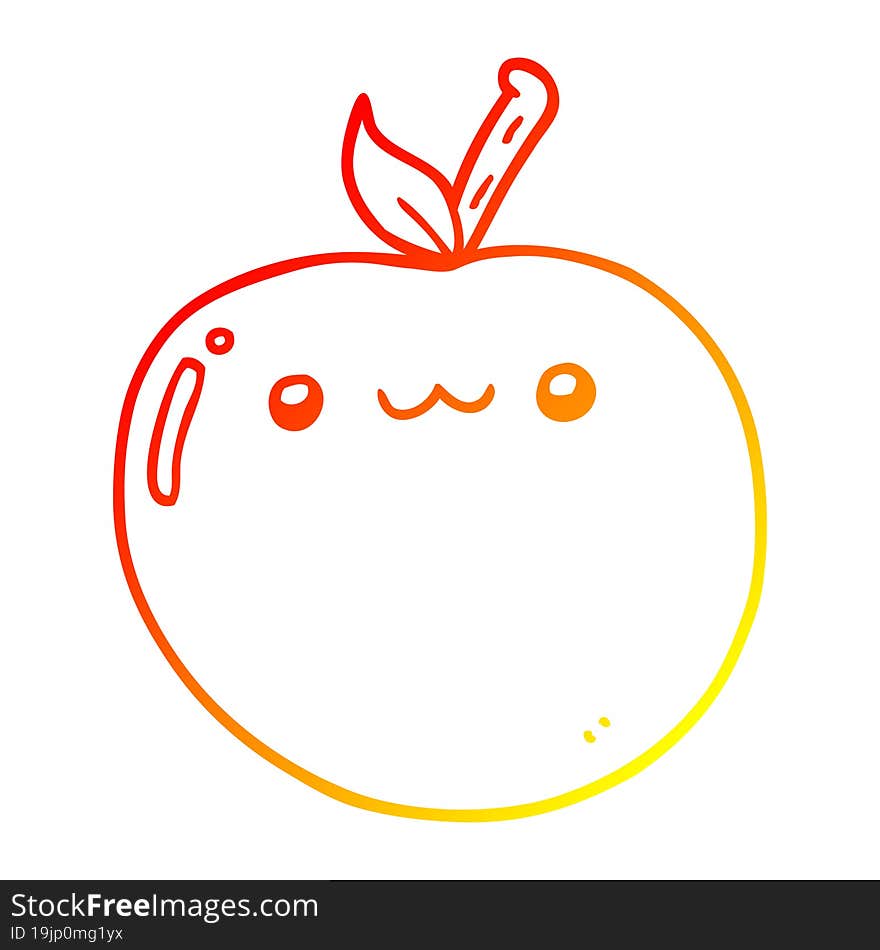 warm gradient line drawing cartoon cute apple