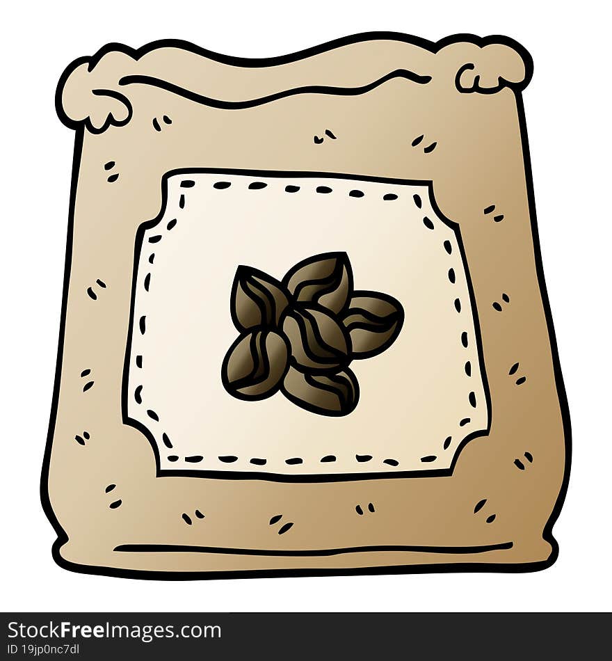 vector gradient illustration cartoon bag of coffee beans