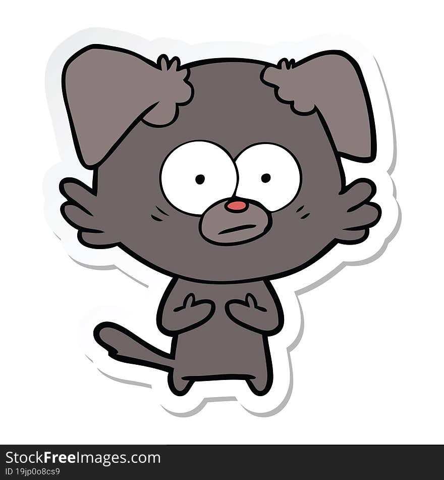 sticker of a nervous dog cartoon