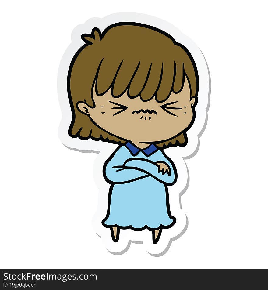 Sticker Of A Annoyed Cartoon Girl