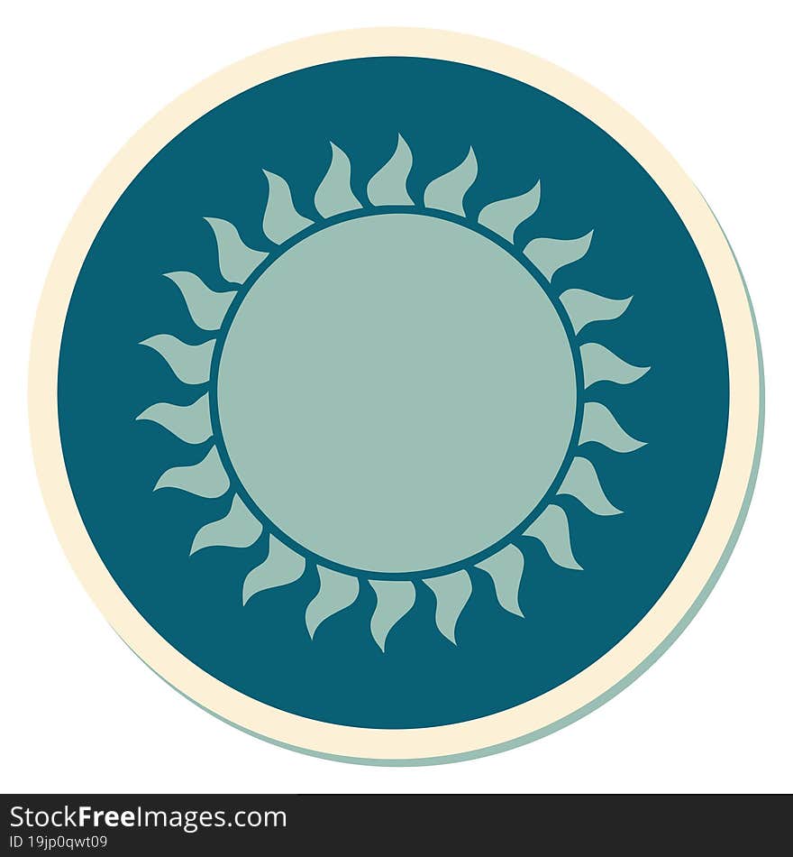 Tattoo Style Sticker Of A Sun