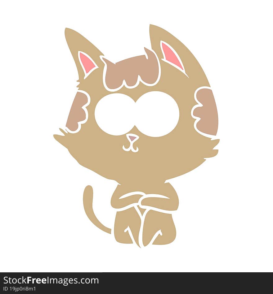 happy flat color style cartoon cat