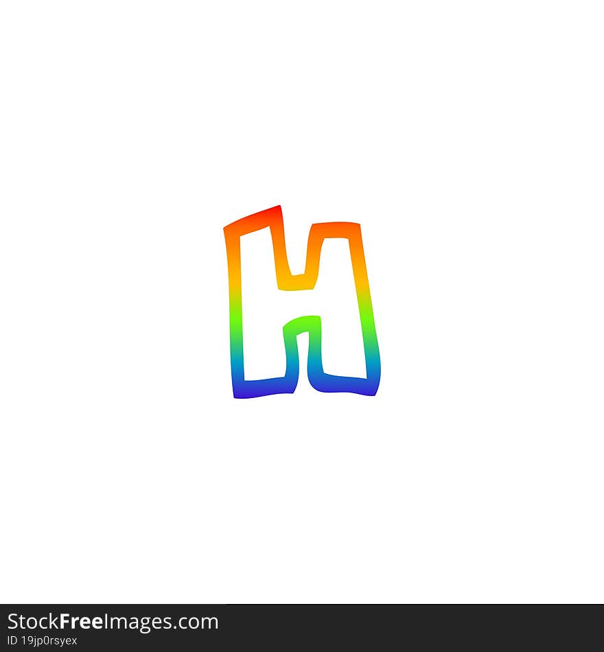 Rainbow Gradient Line Drawing Cartoon Letter H