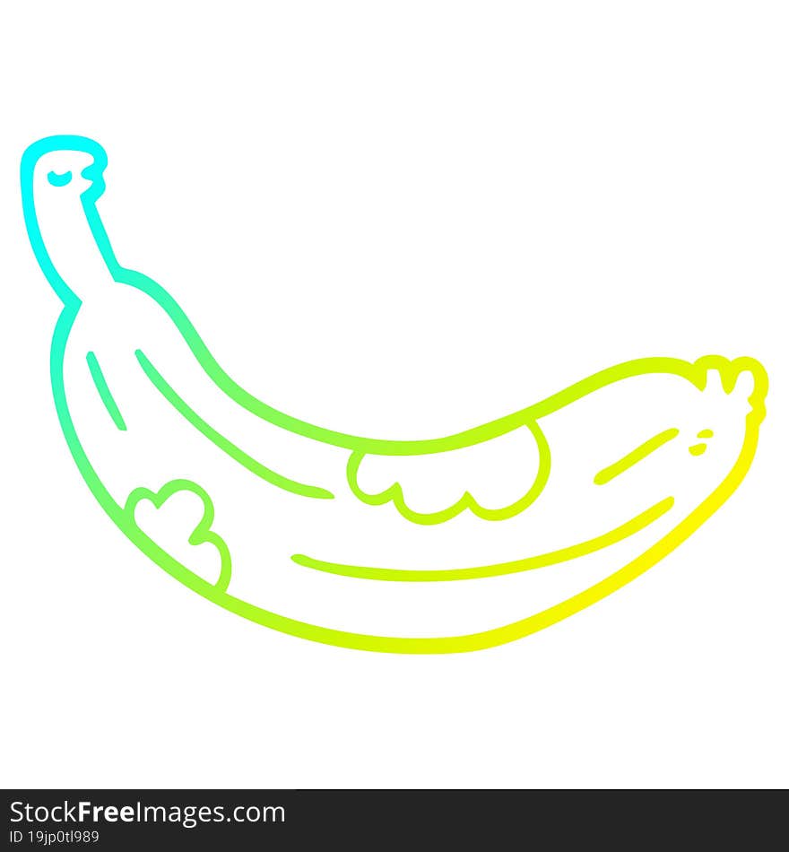 cold gradient line drawing cartoon rotten banana